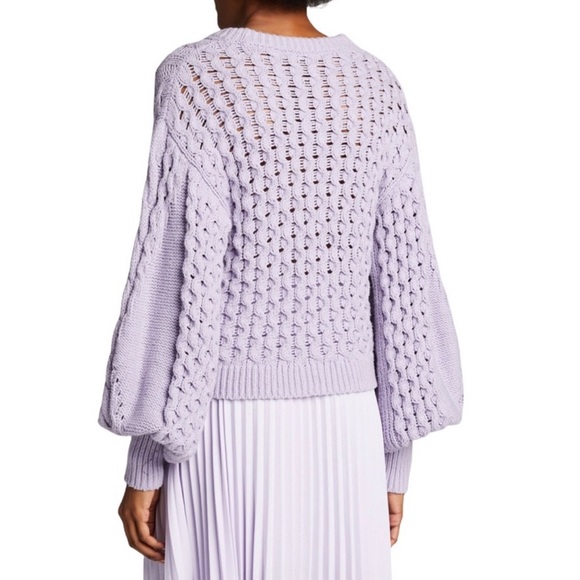 A.L.C Serena Blouson-Sleeve Cable-Knit Lavender Sweater Size M - Picture 2 of 11